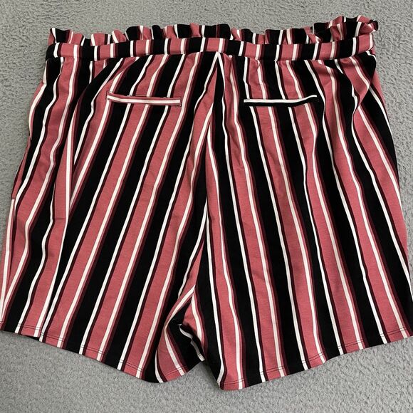 Torrid Womens Plus 3x Paperbag Self Tie Striped Rose Pink Black Shorts NWOT - Picture 6 of 9
